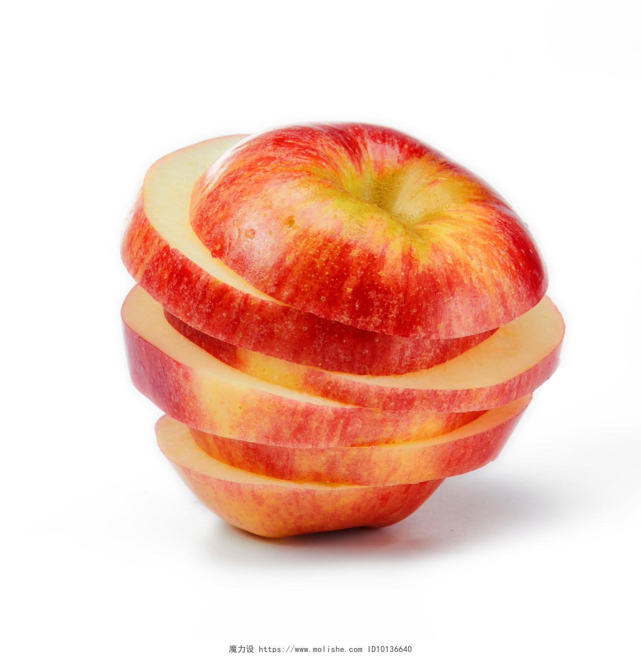 白底水果苹果红苹果苹果片切开苹果